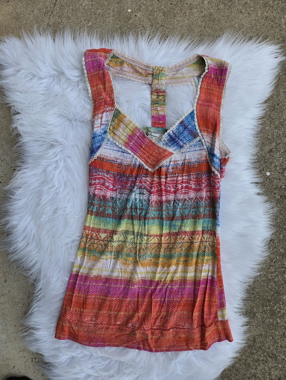 American Rag Multi colored Tank TopAmerican Rag - Coral & Blue Striped Racerback